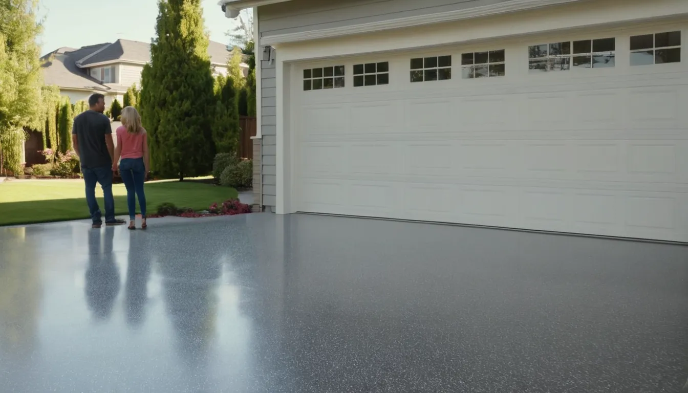 A clean, glossy epoxy garage floor in a Long Grove home